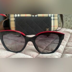 CHANEL Black and Red Women's Sunglasses